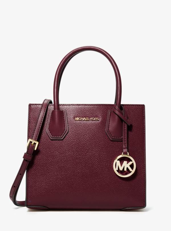 Damske Prenosná Taška Michael Kors Mercer Medium Pebbled Leather Bordove - Kabelky Michael Kors Outlet | QVWDY-6089